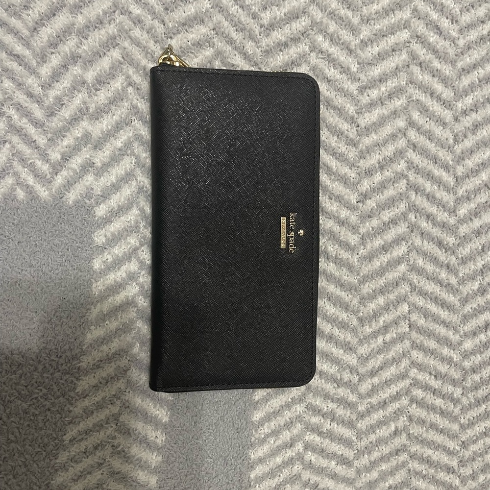 Kate Spade black leather wallet NWT